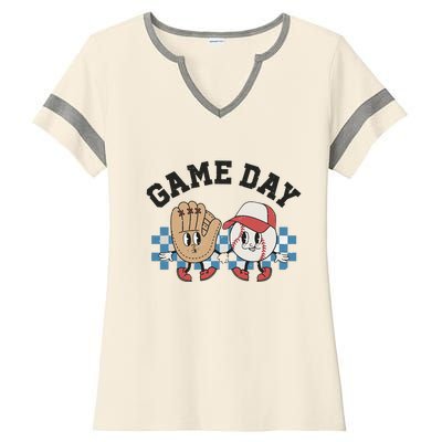 Baseball Game Day Ladies Halftime Notch Neck Tee