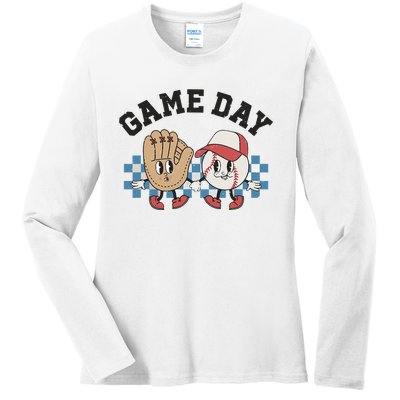 Baseball Game Day Ladies Long Sleeve Shirt