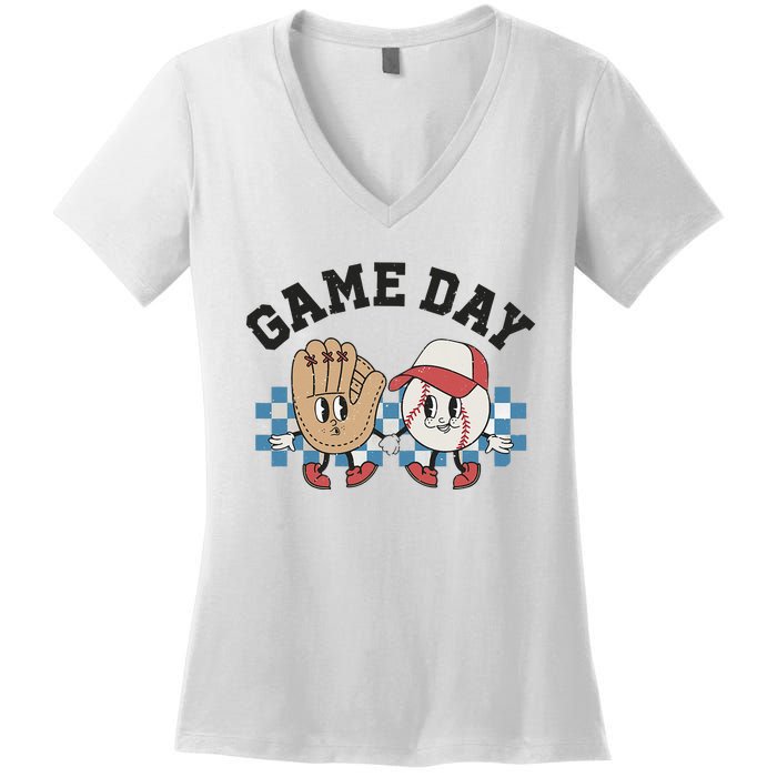 Baseball Game Day Women's V-Neck T-Shirt