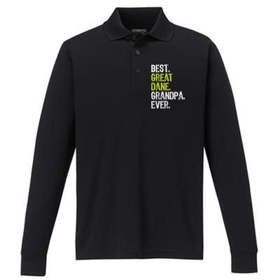 Best Great Dane Grandpa Ever Dog Lover Performance Long Sleeve Polo