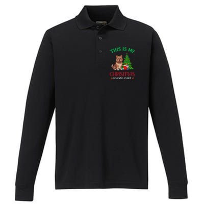 Brussels Griffon Dog Ugly Xmas This Is My Christmas Pajama Performance Long Sleeve Polo