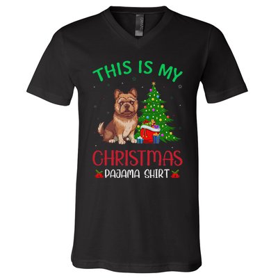 Brussels Griffon Dog Ugly Xmas This Is My Christmas Pajama V-Neck T-Shirt