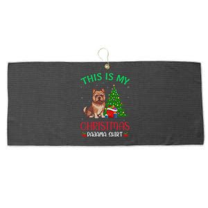 Brussels Griffon Dog Ugly Xmas This Is My Christmas Pajama Large Microfiber Waffle Golf Towel