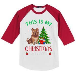 Brussels Griffon Dog Ugly Xmas This Is My Christmas Pajama Kids Colorblock Raglan Jersey