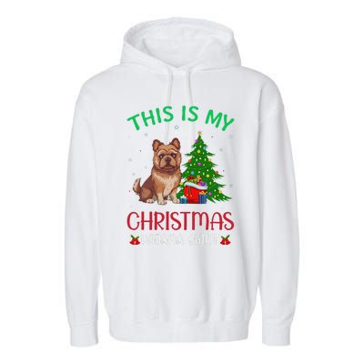 Brussels Griffon Dog Ugly Xmas This Is My Christmas Pajama Garment-Dyed Fleece Hoodie