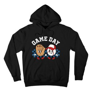 Baseball Game Day Retro Groovy Sport Fan Baseball Lover Hoodie