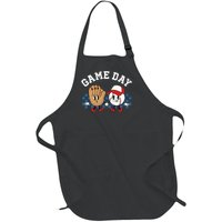 Baseball Game Day Retro Groovy Sport Fan Baseball Lover Full-Length Apron With Pockets