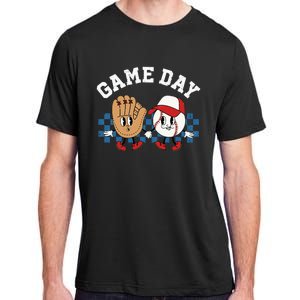 Baseball Game Day Retro Groovy Sport Fan Baseball Lover Adult ChromaSoft Performance T-Shirt