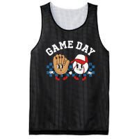 Baseball Game Day Retro Groovy Sport Fan Baseball Lover Mesh Reversible Basketball Jersey Tank