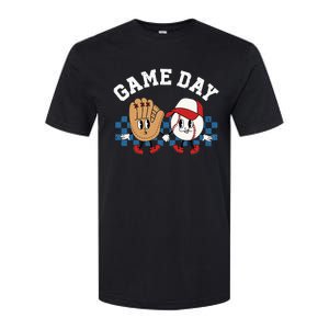 Baseball Game Day Retro Groovy Sport Fan Baseball Lover Softstyle CVC T-Shirt