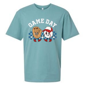 Baseball Game Day Retro Groovy Sport Fan Baseball Lover Sueded Cloud Jersey T-Shirt