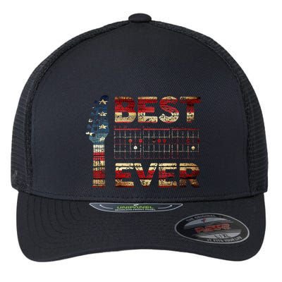 Best Guitar Dad Ever Chords Best Dad Guitar American Flag Gift For Dad Flexfit Unipanel Trucker Cap