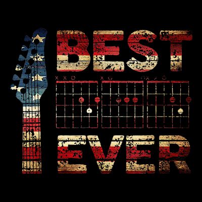 Best Guitar Dad Ever Chords Best Dad Guitar American Flag Gift For Dad T-Shirt