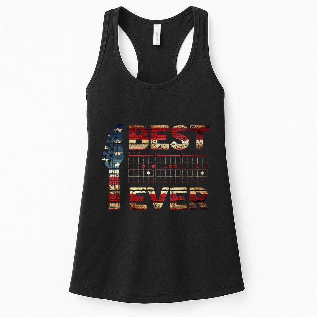 Best Guitar Dad Ever Chords Best Dad Guitar American Flag Gift For Dad Womens Tank Top