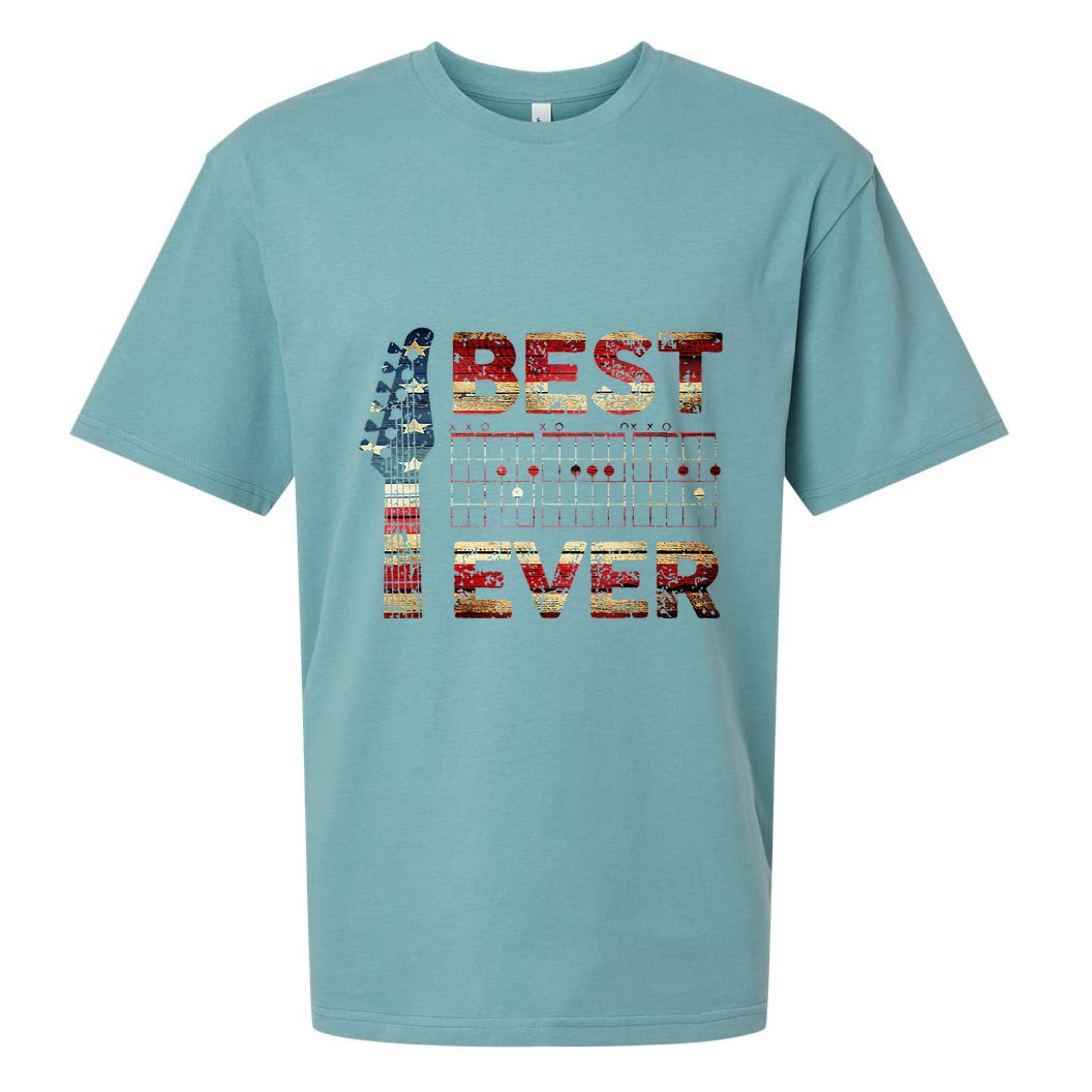 Best Guitar Dad Ever Chords Best Dad Guitar American Flag Gift For Dad Sueded Cloud Jersey T-Shirt