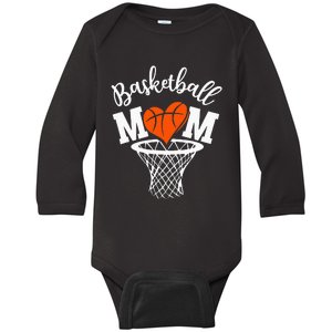 Basketball Game Day Vibes Mom Life Game Day Baby Long Sleeve Bodysuit