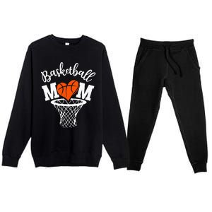 Basketball Game Day Vibes Mom Life Game Day Premium Crewneck Sweatsuit Set