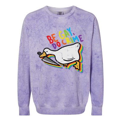 Be Gay Do Crime Goose Rainbow Pride Flag Lgbtq Women Colorblast Crewneck Sweatshirt