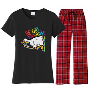 Be Gay Do Crime Goose Rainbow Pride Flag Lgbtq Women Women's Flannel Pajama Set