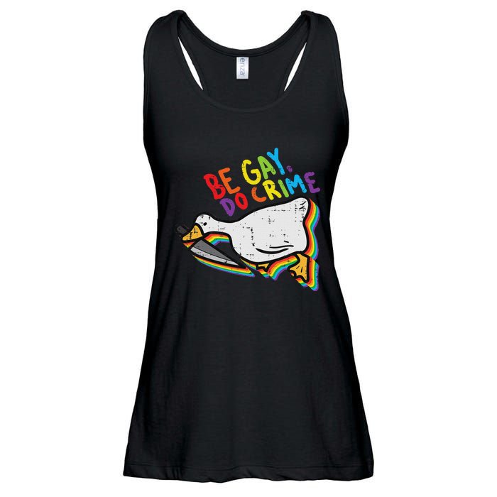 Be Gay Do Crime Goose Rainbow Pride Flag Lgbtq Women Ladies Essential Flowy Tank