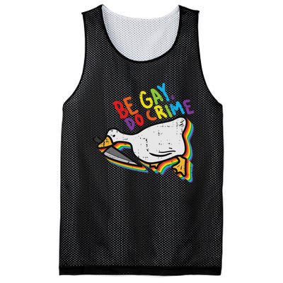 Be Gay Do Crime Goose Rainbow Pride Flag Lgbtq Women Mesh Reversible Basketball Jersey Tank