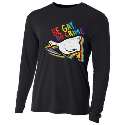 Be Gay Do Crime Goose Rainbow Pride Flag Lgbtq Women Cooling Performance Long Sleeve Crew