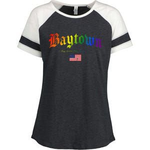 Bryan Gothic Design Lgbtqai+ Rainbow Version Enza Ladies Jersey Colorblock Tee