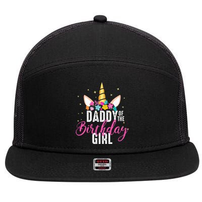 Birthday Girl Daddy Unicorn Lover Gift 7 Panel Mesh Trucker Snapback Hat