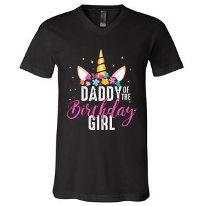 Birthday Girl Daddy Unicorn Lover Gift V-Neck T-Shirt