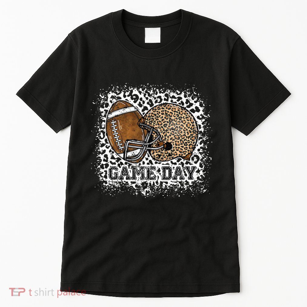 Bleached Game Day Leopard Football Helmet Sport Mom Tall T-Shirt