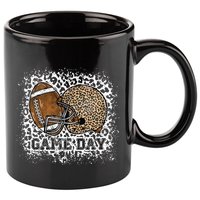 Bleached Game Day Leopard Football Helmet Sport Mom 11oz C Handle Ceramic Mug