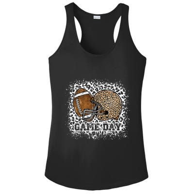 Bleached Game Day Leopard Football Helmet Sport Mom Ladies PosiCharge Competitor Racerback Tank