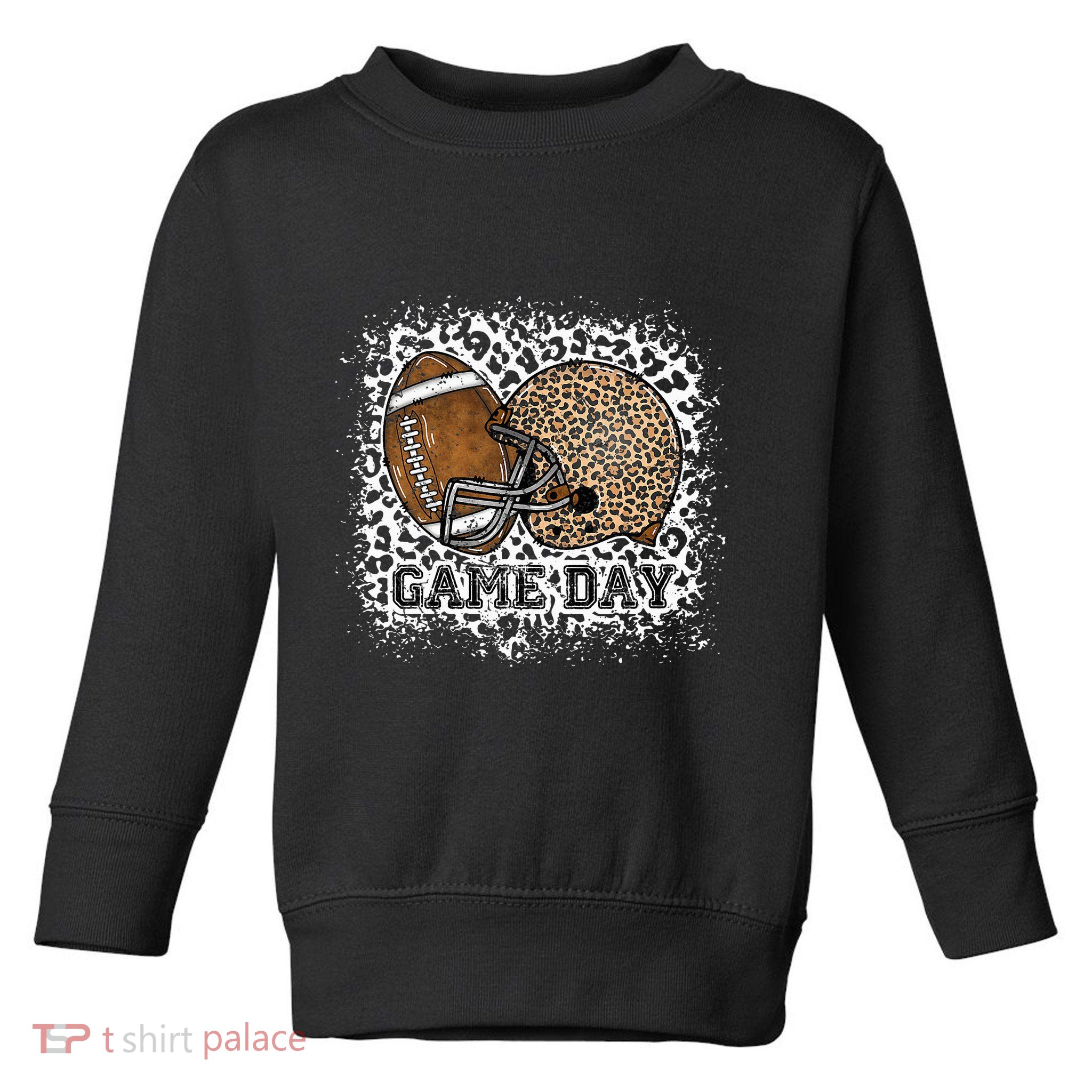 Bleached Game Day Leopard Football Helmet Sport Mom Toddler Sweatshirt
