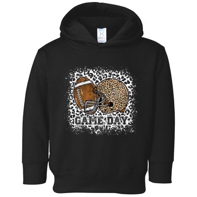 Bleached Game Day Leopard Football Helmet Sport Mom Toddler Hoodie