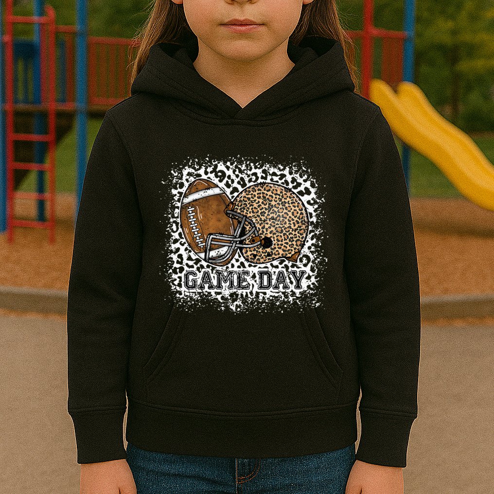 Bleached Game Day Leopard Football Helmet Sport Mom Kids Hoodie