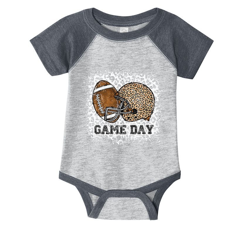 Bleached Game Day Leopard Football Helmet Sport Mom Infant Baby Jersey Bodysuit