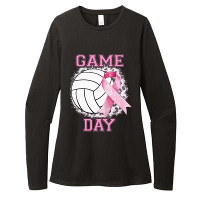 Bleached Game Day Pink Volleyball Breast Cancer Awareness Womens CVC Long Sleeve Shirt