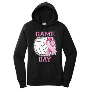 Bleached Game Day Pink Volleyball Breast Cancer Awareness Women's Pullover Hoodie