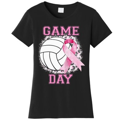 Bleached Game Day Pink Volleyball Breast Cancer Awareness Women's T-Shirt