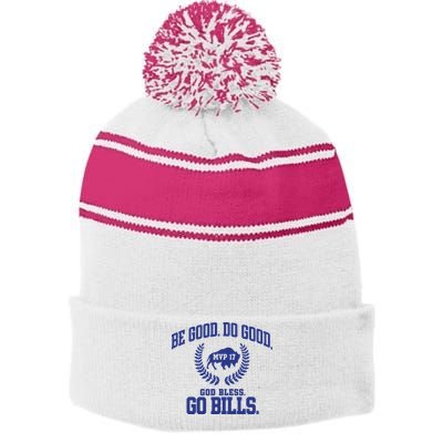 Be Good Do Good God Bless Go B.I.L.L.S Stripe Pom Pom Beanie