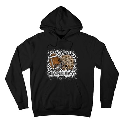 Bleached Game Day Leopard Football Helmet Sport Mom Hoodie