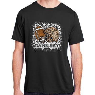 Bleached Game Day Leopard Football Helmet Sport Mom Adult ChromaSoft Performance T-Shirt