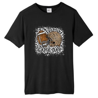 Bleached Game Day Leopard Football Helmet Sport Mom Tall Fusion ChromaSoft Performance T-Shirt