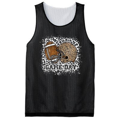 Bleached Game Day Leopard Football Helmet Sport Mom Mesh Reversible Basketball Jersey Tank