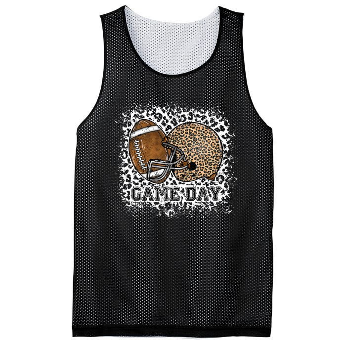 Bleached Game Day Leopard Football Helmet Sport Mom Mesh Reversible Basketball Jersey Tank