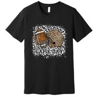 Bleached Game Day Leopard Football Helmet Sport Mom Premium T-Shirt