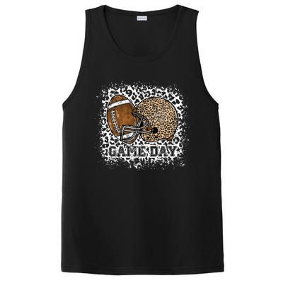 Bleached Game Day Leopard Football Helmet Sport Mom PosiCharge Competitor Tank