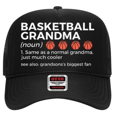 Basketball Grandma Definition Grandsons Largest Fan High Crown Mesh Back Trucker Hat