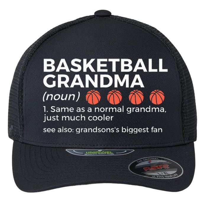 Basketball Grandma Definition Grandsons Largest Fan Flexfit Unipanel Trucker Cap