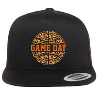 Basketball Game Day With Leopard Pattern Funny Game Flat Bill Trucker Hat